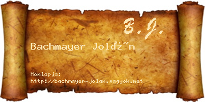 Bachmayer Jolán névjegykártya